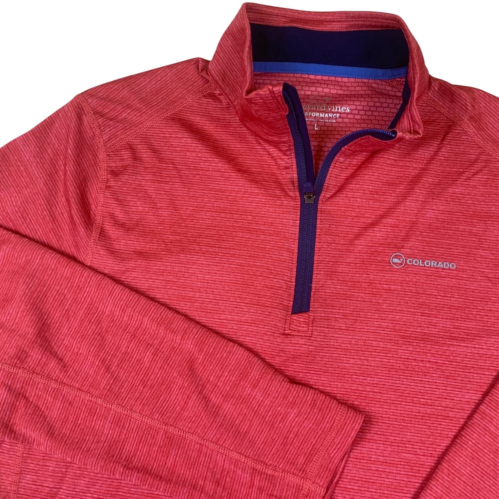 Vineyard Vines Performance Pullover Mens Large Red Colorado Whale 1/4 Zip
